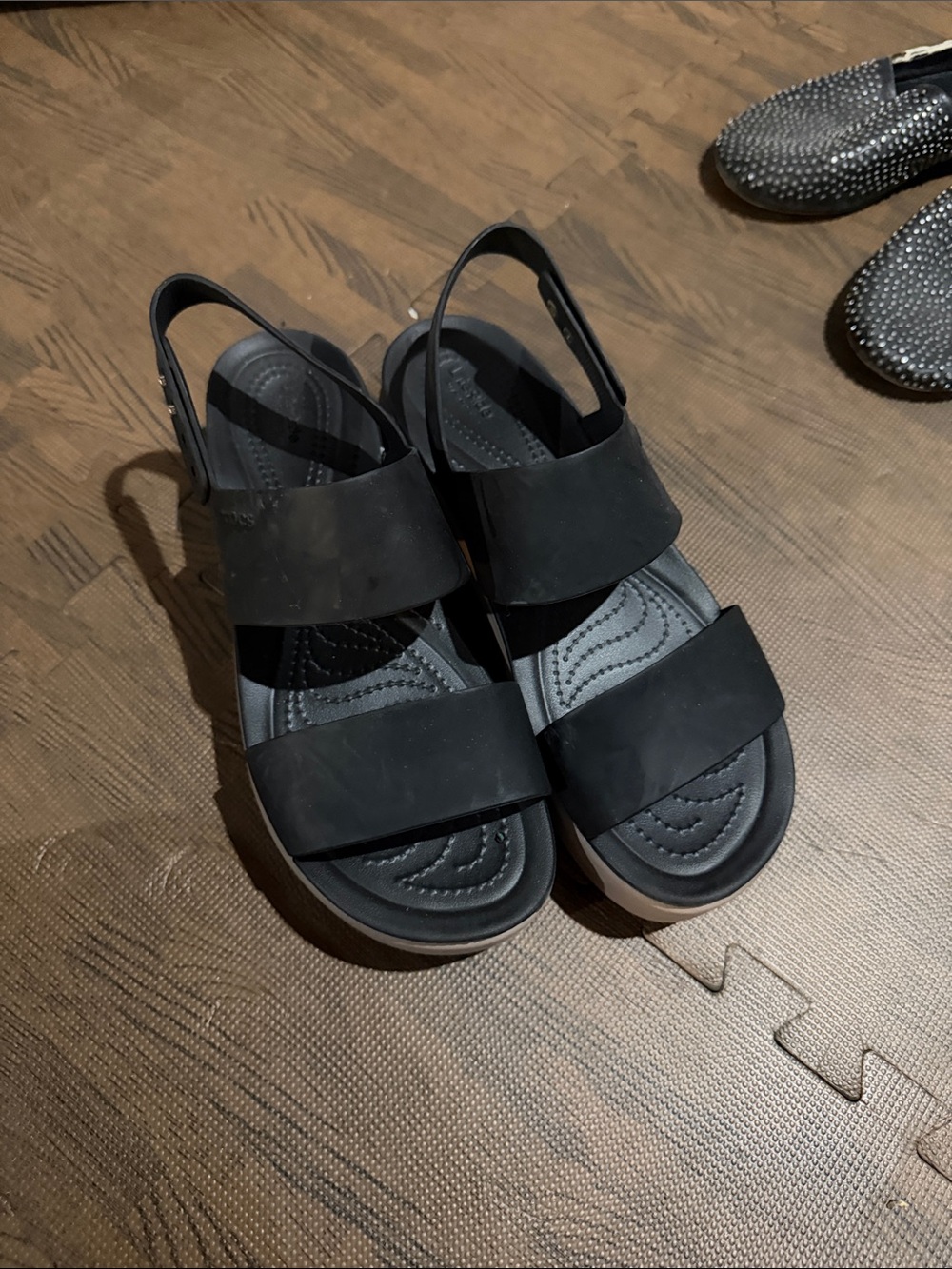 CROCS Black Men's Dual-Strap Slingback Sandals